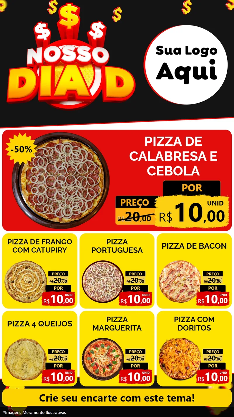 Modelo de Rede Social para Stories com o tema Nosso Dia D para Pizzaria