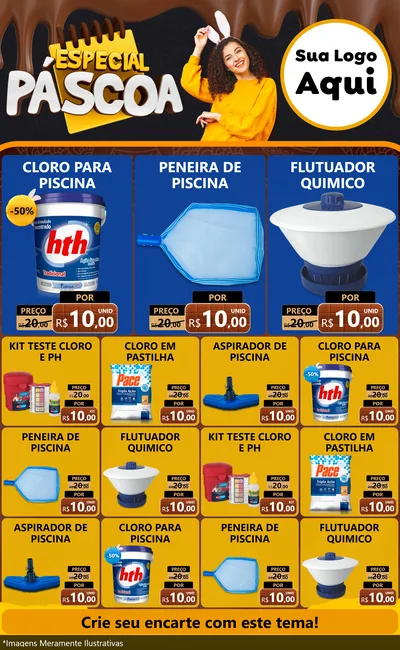 Modelo de Encarte para Encarte Grande com o tema Especial Páscoa para Produtos para Piscina