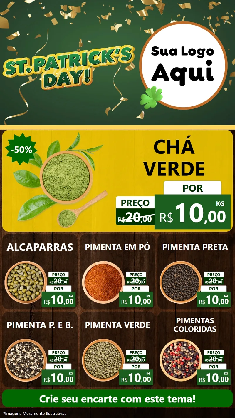 Modelo de Rede Social para Stories com o tema St Patriks Day para Produtos Naturais
