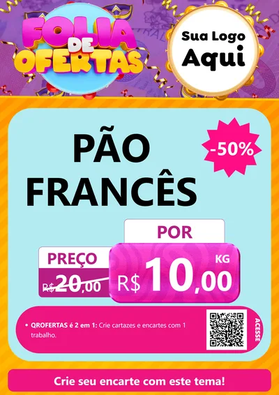 Modelo de Cartaz para Cartaz A4 Vertical com o tema Folia de Ofertas para Padaria