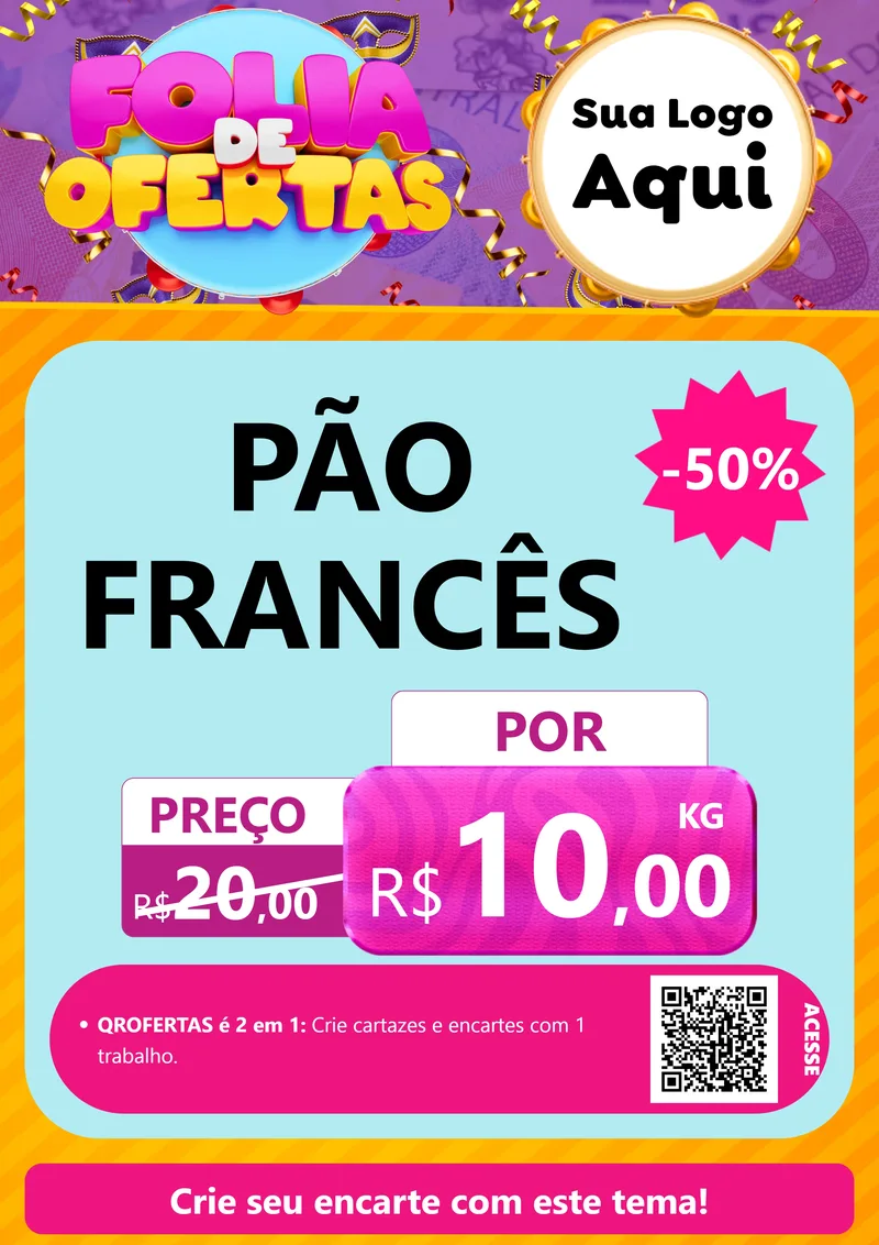 Modelo de Cartaz para Cartaz A4 Vertical com o tema Folia de Ofertas para Padaria