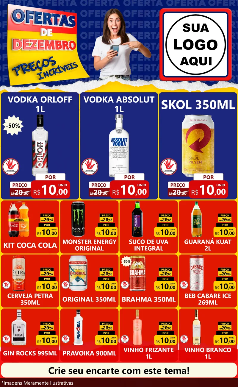 Modelo de Encarte para Encarte Grande com o tema Ofertas de Dezembro - Preços Incríveis para Distribuidora de bebidas