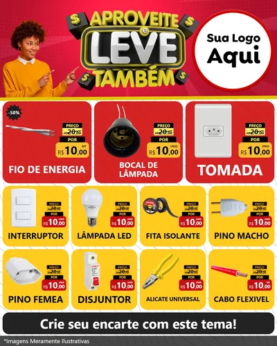Modelo de Rede Social para Feed Instagram com o tema Aproveite e Leve Também para Materiais Elétricos