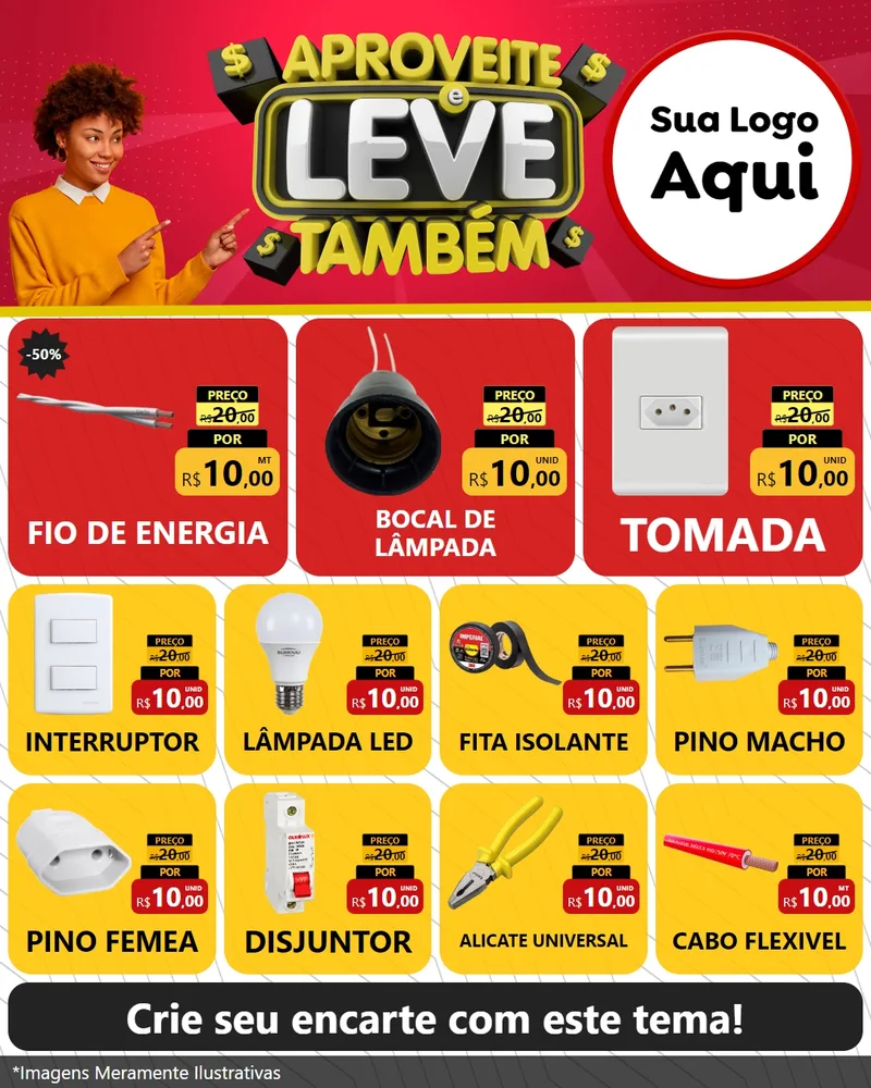 Modelo de Rede Social para Feed Instagram com o tema Aproveite e Leve Também para Materiais Elétricos