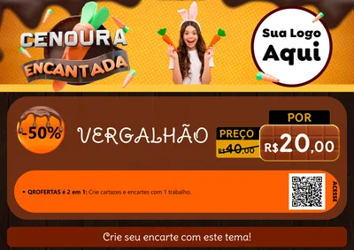Modelo de Cartaz para Cartaz A4 Horizontal com o tema Cenoura Encantada - Páscoa para Ferragens
