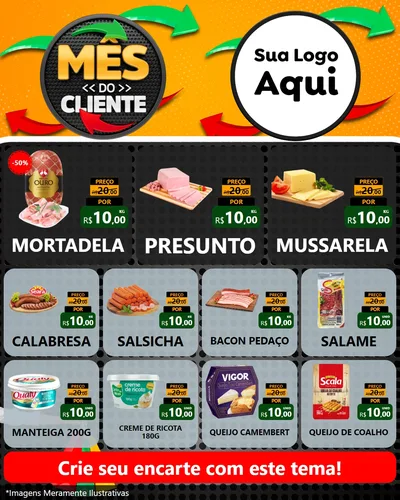 Modelo de Rede Social para Feed Instagram com o tema Mês do Cliente para Frios e Laticínios
