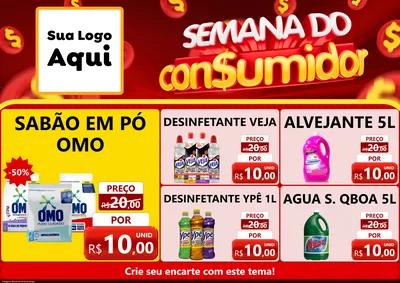 Modelo de Encarte para Encarte A4 Horizontal com o tema Semana do Consumidor para Produtos de Limpeza