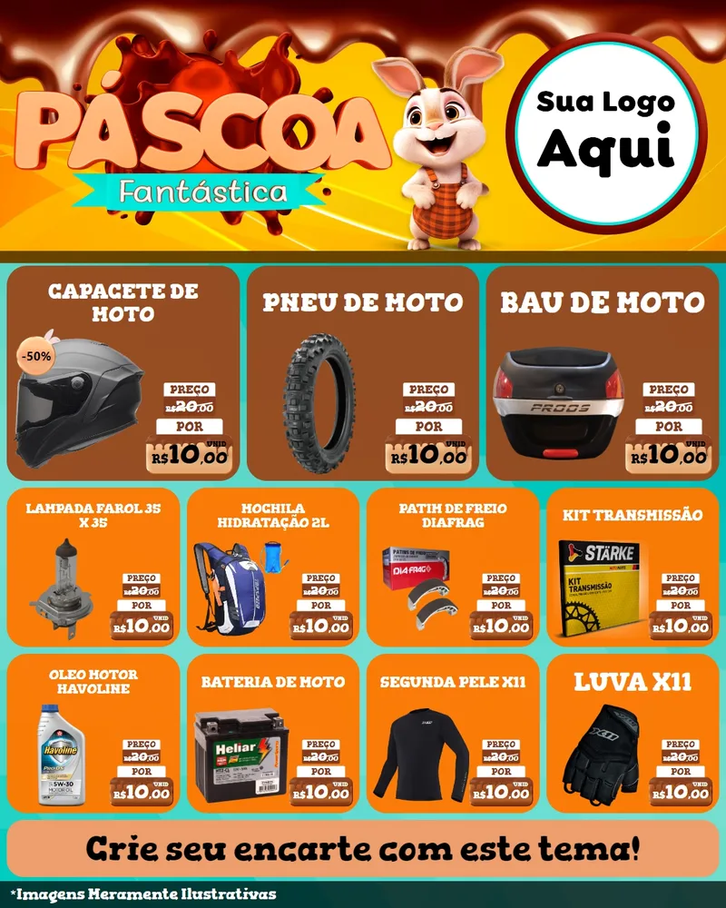 Modelo de Rede Social para Feed Instagram com o tema Páscoa Fantástica para Moto peças