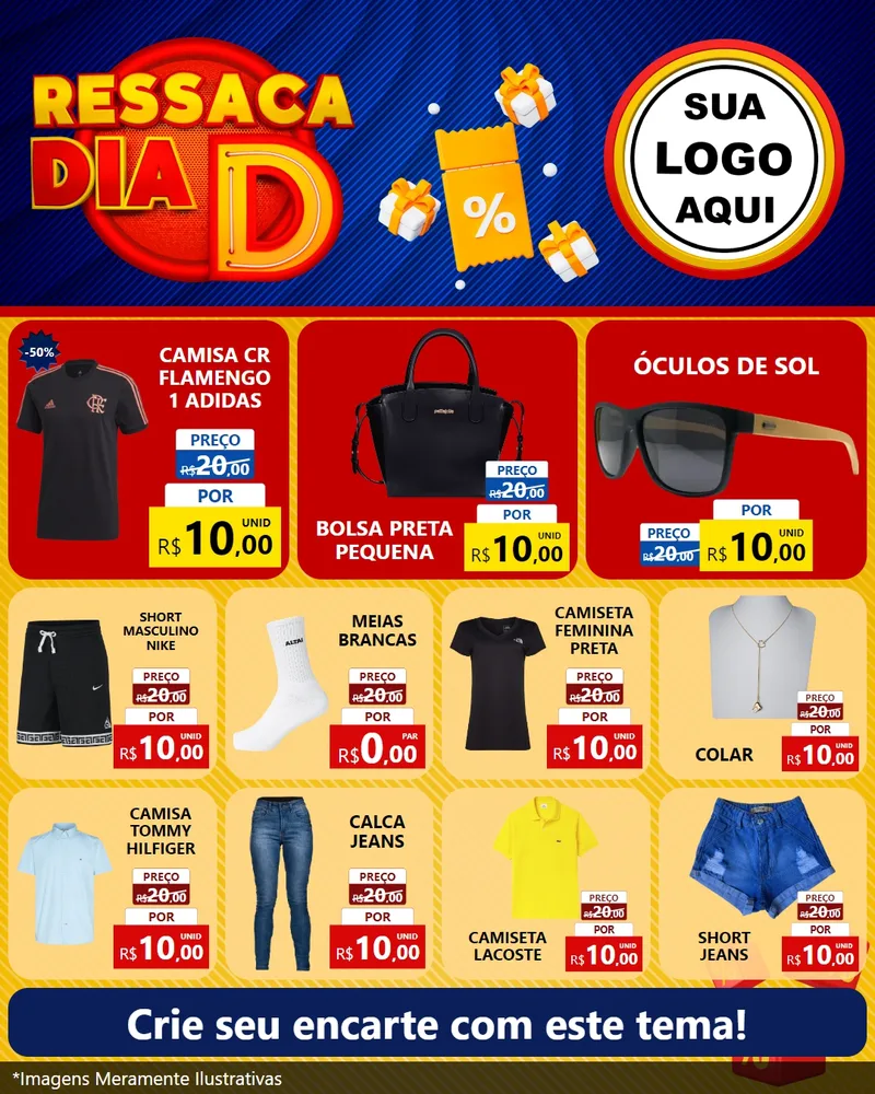 Modelo de Rede Social para Feed Instagram com o tema Ressaca Dia D para Roupas e acessórios
