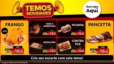 Modelo de TV para TV Horizontal com o tema Temos Novidades para Assados
