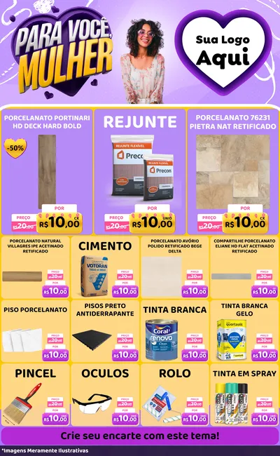 Modelo de Encarte para Encarte Grande com o tema Para Você, Mulher para Pisos e revestimentos