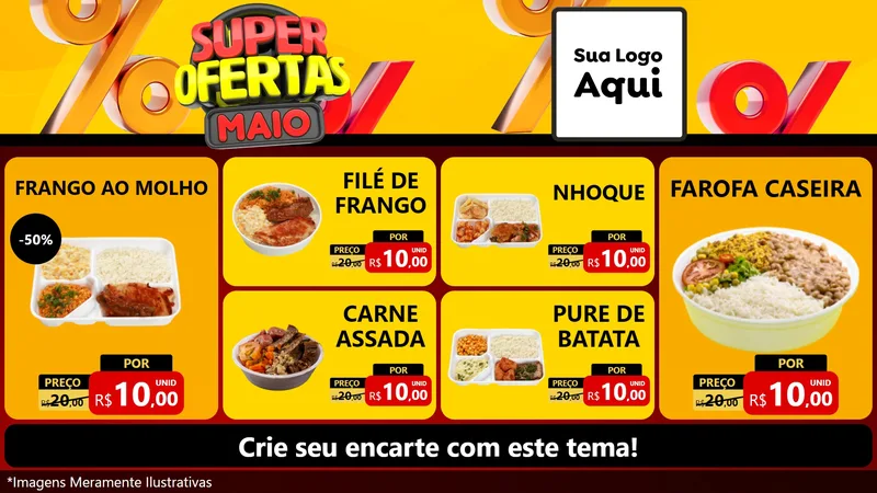 Modelo de TV para TV Horizontal com o tema Super Ofertas Maio para Restaurante