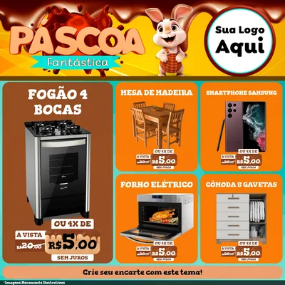 Modelo de Rede Social para Feed Facebook com o tema Páscoa Fantástica para Móveis e Eletro