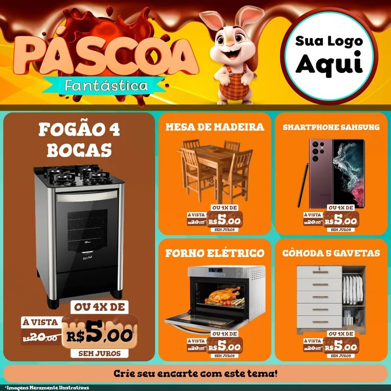 Modelo de Rede Social para Feed Facebook com o tema Páscoa Fantástica para Móveis e Eletro