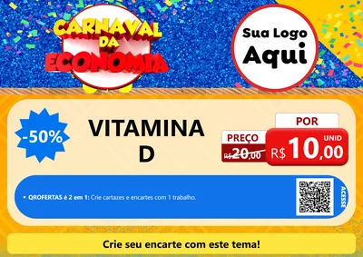 Modelo de Cartaz para Cartaz A4 Horizontal com o tema Carnaval da Economia para Farmácia