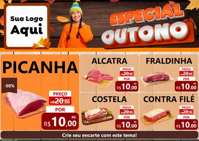 Modelo de Encarte para Encarte A4 Horizontal com o tema Especial Outono para Açougue