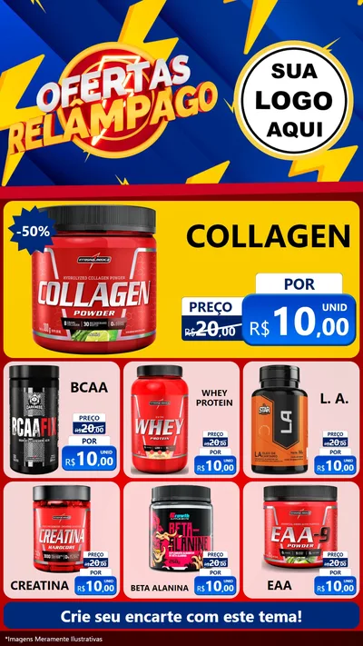 Modelo de Rede Social para Stories com o tema Ofertas Relâmpago para Suplementos alimentares