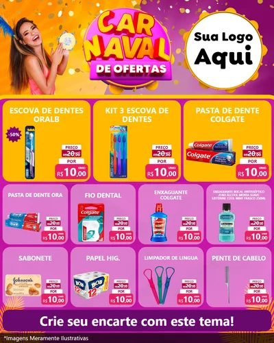 Modelo de Rede Social para Feed Instagram com o tema Carnaval de Ofertas para Higiene Pessoal