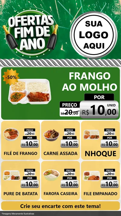 Modelo de Rede Social para Stories com o tema Ofertas Fim de Ano para Restaurante
