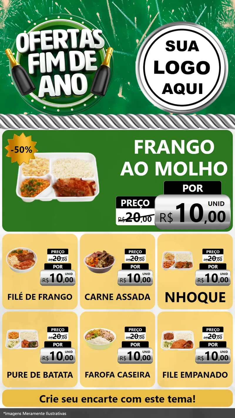 Modelo de Rede Social para Stories com o tema Ofertas Fim de Ano para Restaurante