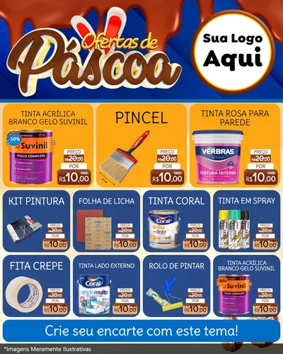 Modelo de Rede Social para Feed Instagram com o tema Ofertas de Páscoa para Tintas e Ferramentas
