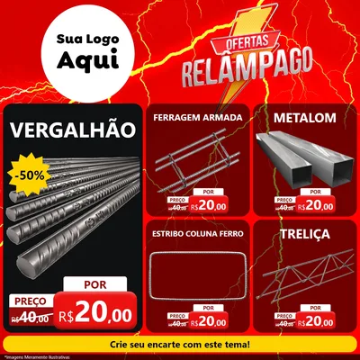 Modelo de Rede Social para Feed Facebook com o tema Ofertas Relâmpago para Ferragens