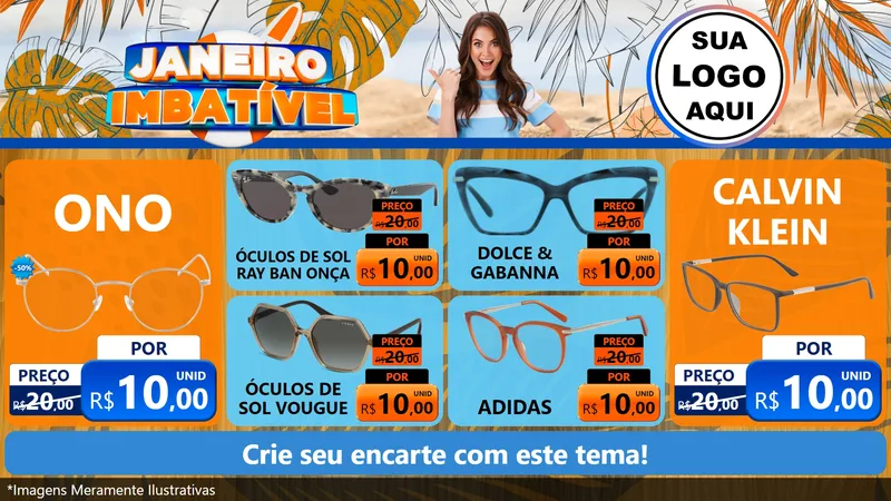 Modelo de TV para TV Horizontal com o tema Janeiro Imbatível para Óticas