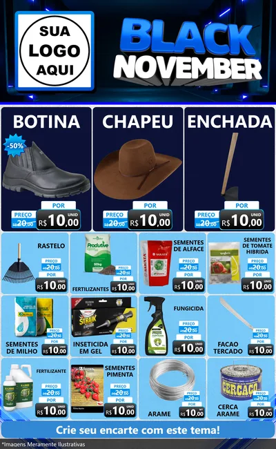Modelo de Encarte para Encarte Grande com o tema Black November para Agropecuária