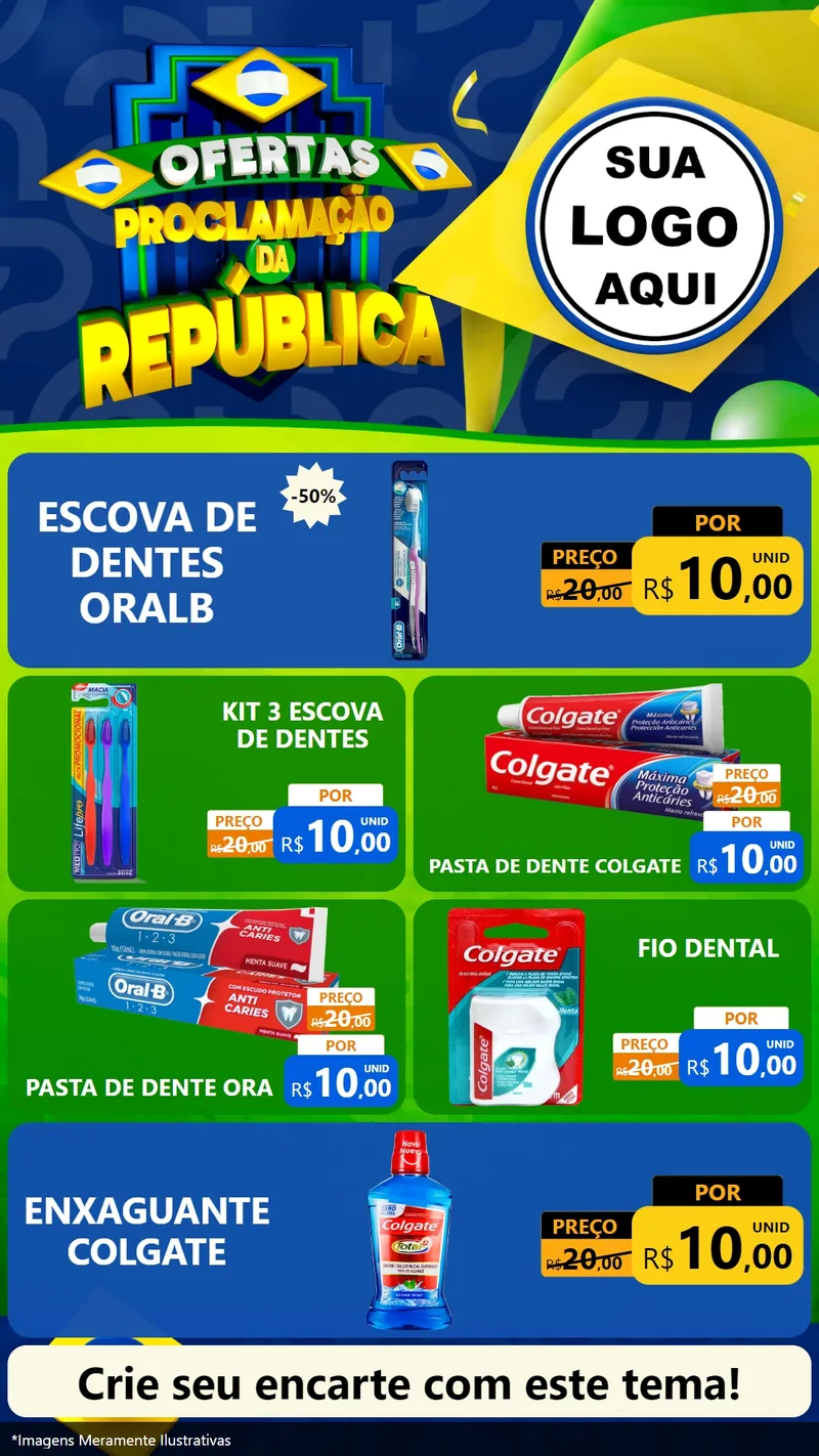 Modelo de TV para TV Vertical com o tema Ofertas Proclamação da República para Higiene Pessoal