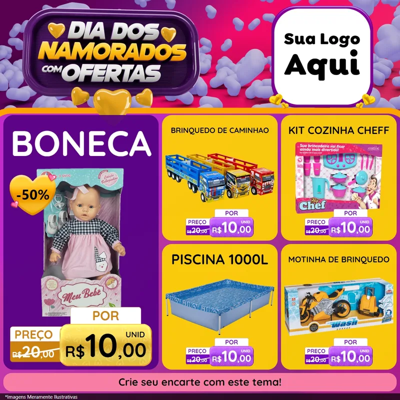 Modelo de Rede Social para Feed Facebook com o tema Dia Dos Namorados Com Ofertas para Brinquedos