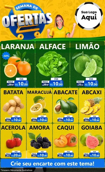 Modelo de Encarte para Encarte Grande com o tema Semana de Ofertas - Copa para Hortifrúti