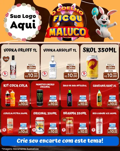 Modelo de Rede Social para Feed Instagram com o tema O Coelho Ficou Maluco - Páscoa para Distribuidora de bebidas
