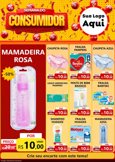Modelo de Encarte para Encarte A4 Vertical com o tema Semana do Consumidor para Bebês