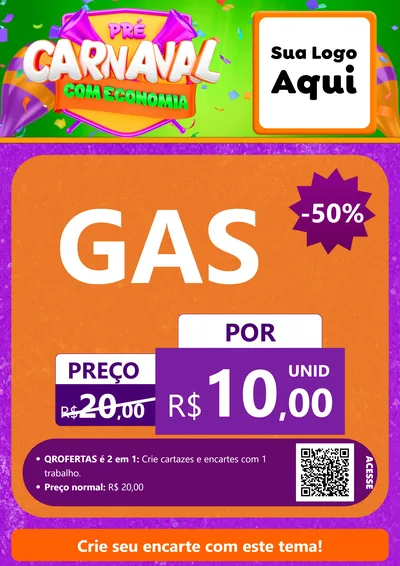 Modelo de Cartaz para Cartaz A4 Vertical com o tema Pré-Carnaval Com Economia para Água e gás
