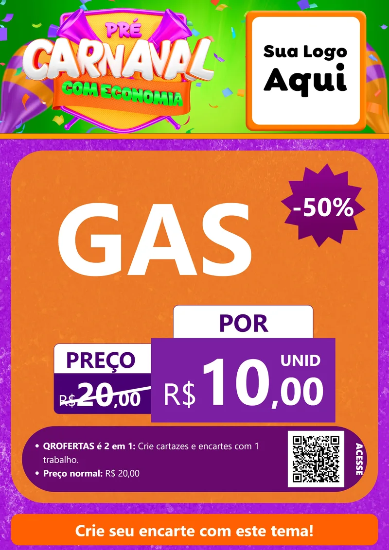 Modelo de Cartaz para Cartaz A4 Vertical com o tema Pré-Carnaval Com Economia para Água e gás