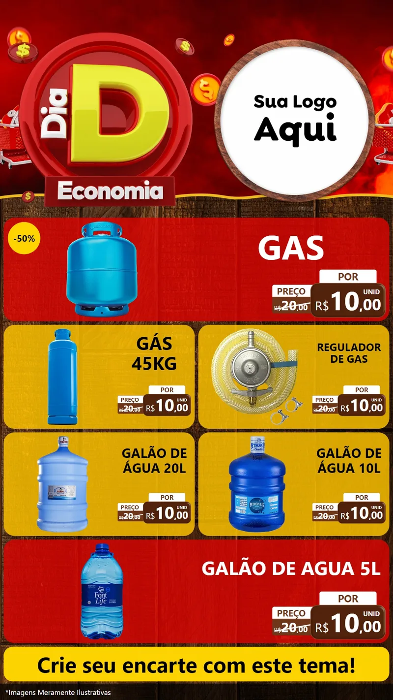 Modelo de TV para TV Vertical com o tema Dia D Economia para Água e gás