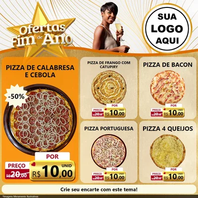 Modelo de Rede Social para Feed Facebook com o tema Ofertas Fim de Ano para Pizzaria