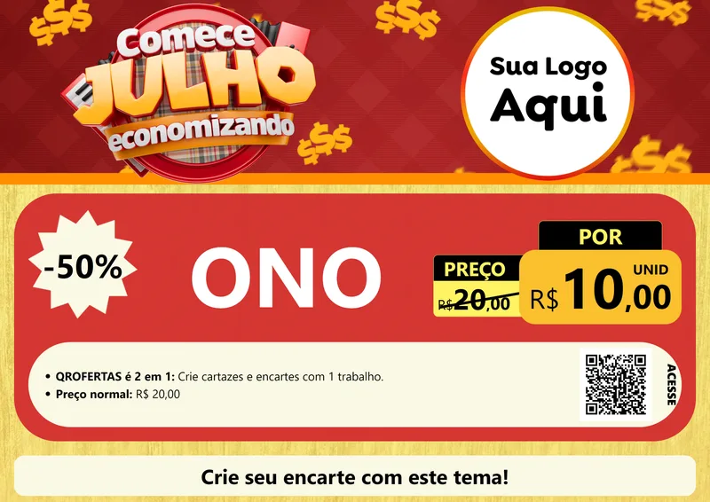 Modelo de Cartaz para Cartaz A4 Horizontal com o tema Comece Julho Economizando para Óticas