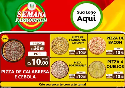 Modelo de Encarte para Encarte A4 Horizontal com o tema Semana Farroupilha para Pizzaria