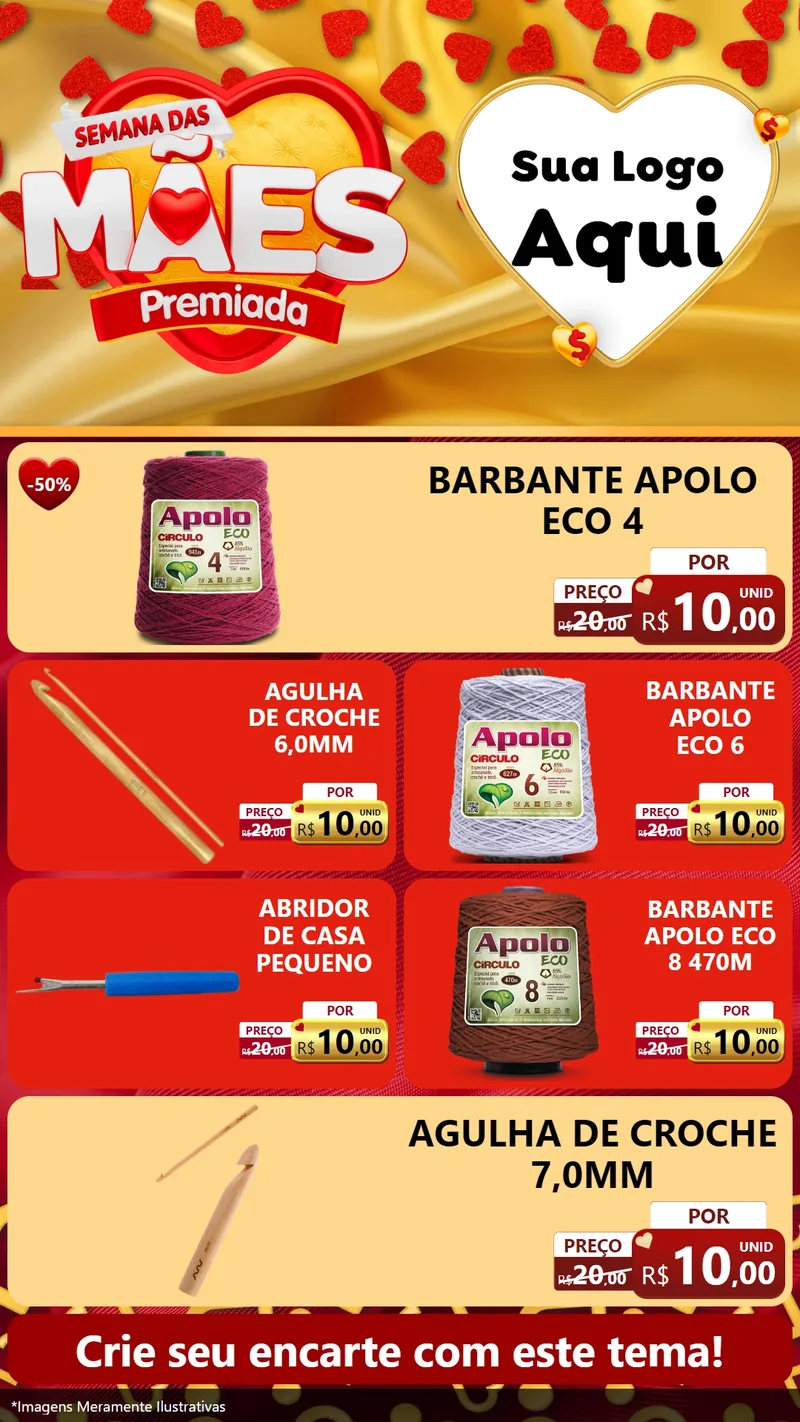 Modelo de TV para TV Vertical com o tema Semana das Mães Premiada para Armarinho e Aviamentos