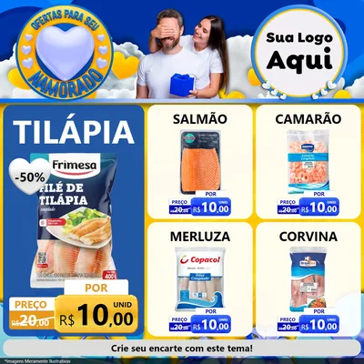 Modelo de Rede Social para Feed Facebook com o tema Ofertas Para Seu Namorado para Peixaria