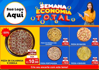 Modelo de Encarte para Encarte A4 Horizontal com o tema Semana Economia Total para Pizzaria