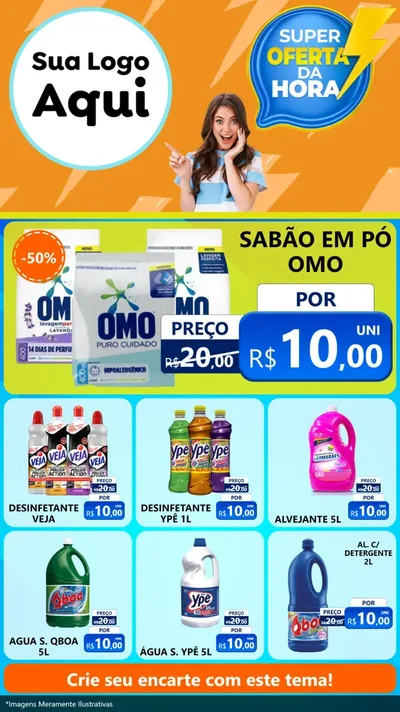 Modelo de Rede Social para Stories com o tema Super Oferta da Hora para Produtos de Limpeza