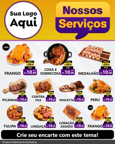 Modelo de Rede Social para Feed Instagram com o tema Nossos Serviços para Assados