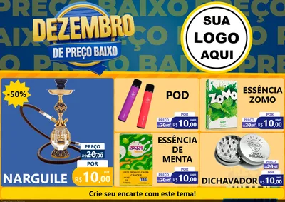 Modelo de Encarte para Encarte A4 Horizontal com o tema Dezembro de Preço Baixo para Tabacaria