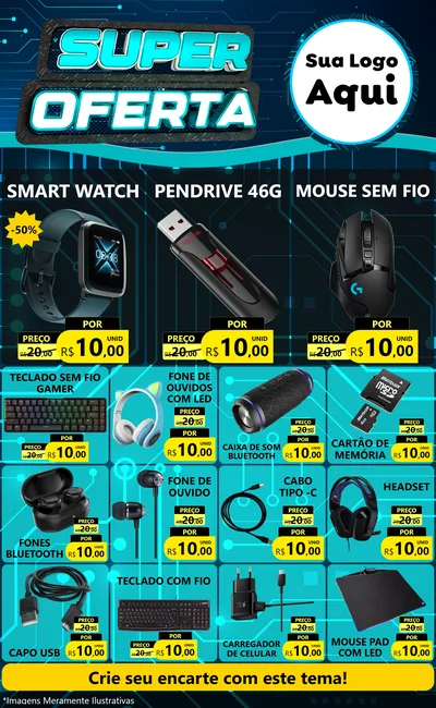 Modelo de Encarte para Encarte Grande com o tema Super Oferta - Informática para Informática