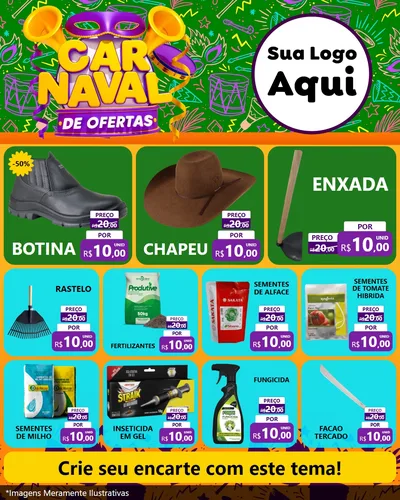 Modelo de Rede Social para Feed Instagram com o tema Carnaval de Ofertas para Agropecuária