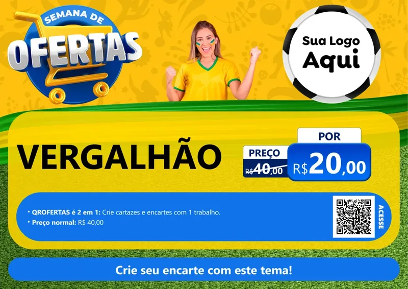 Modelo de Cartaz para Cartaz A4 Horizontal com o tema Semana de Ofertas - Copa para Ferragens
