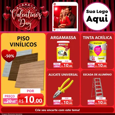 Modelo de Rede Social para Feed Facebook com o tema Valentine's Day para Material para Construção