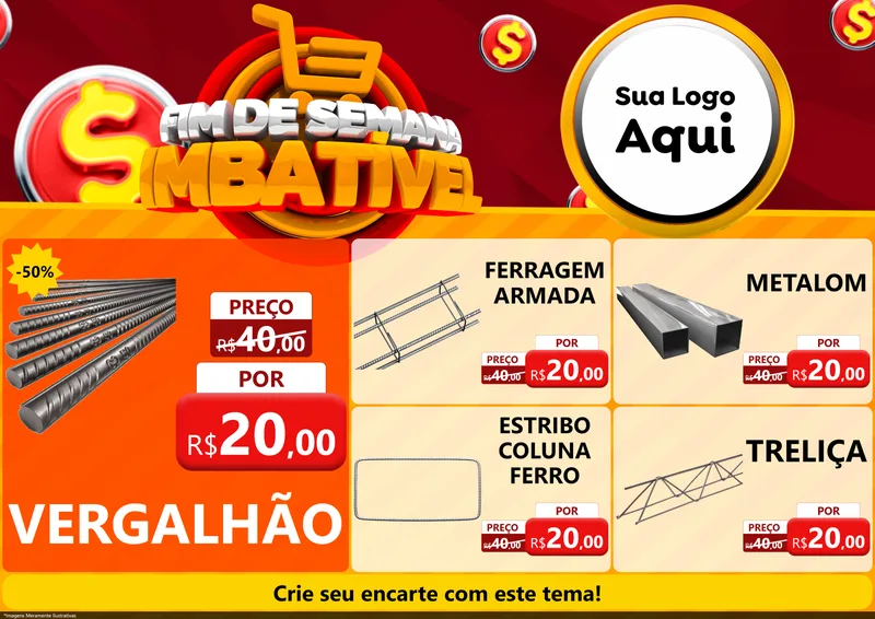 Modelo de Encarte para Encarte A4 Horizontal com o tema Fim de Semana Imbatível para Ferragens